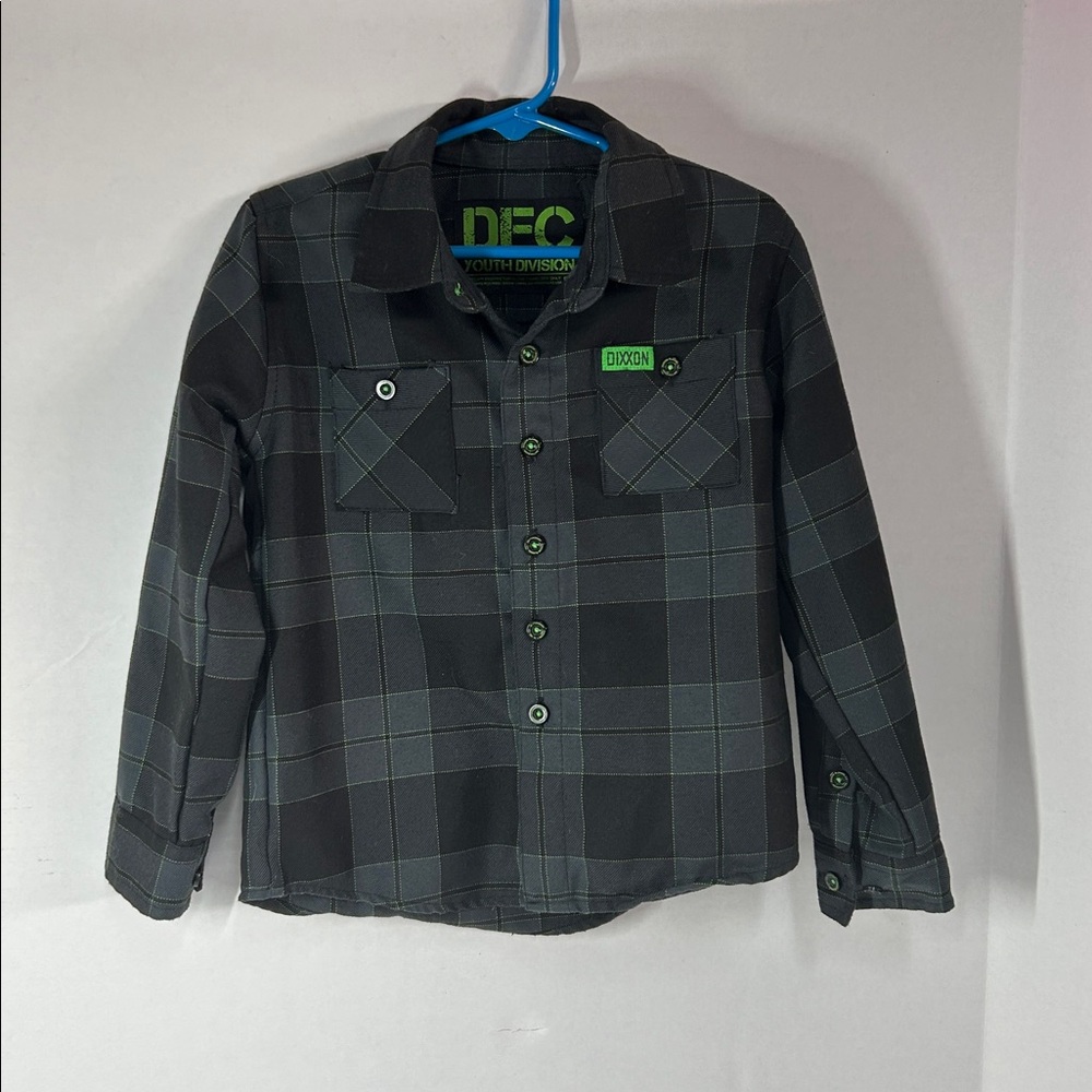 Dixxon Flannel Co. Youth Button Up Shirt | Green, Black, Grey (XS)